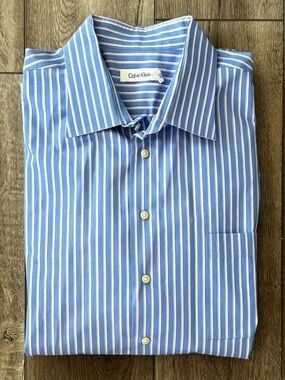 Calvin Klein Big & Tall Long Sleeve Button-Down Shirt 100% Cotton Mens 19 35/36